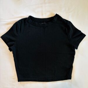 Wild Fable Black Crop Top Size Small Short Sleeve Fitted Stretch